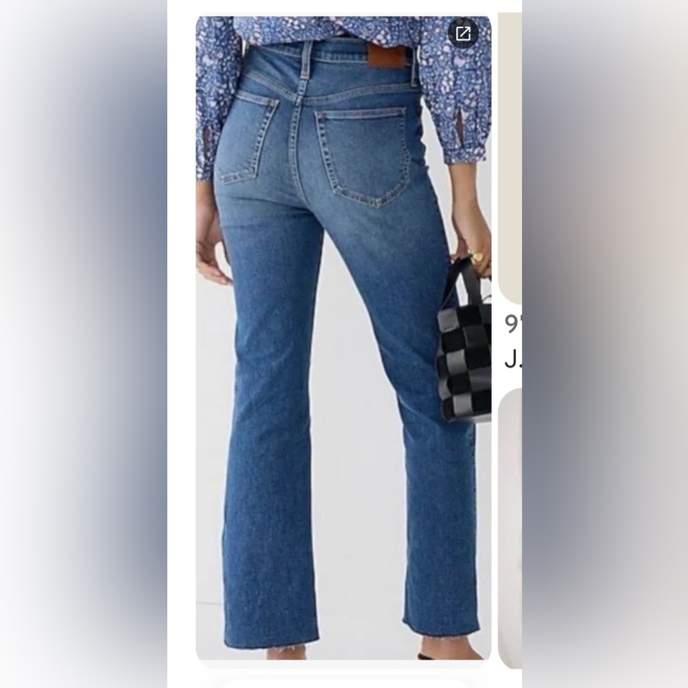 I Crew Demi Boot Cut Fray Edge, High Waist Blue Women's Jeans